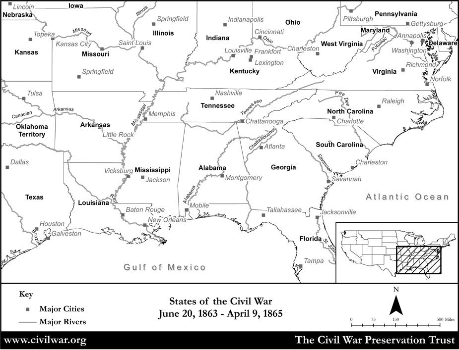 civil war cities map