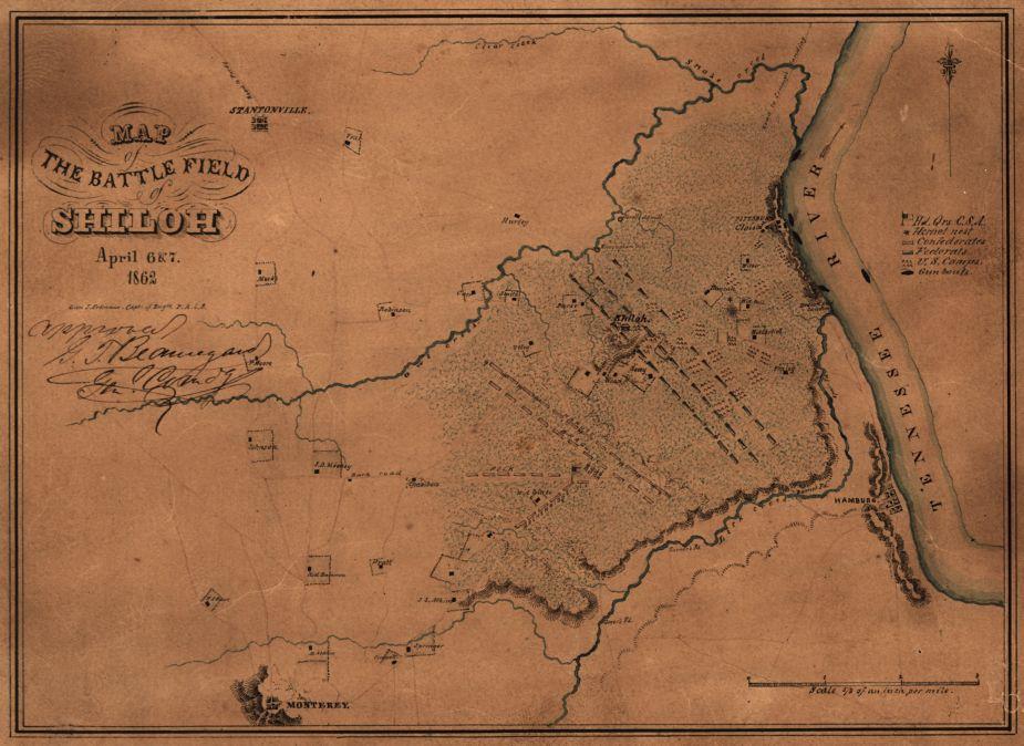 Map Of The Battlefield Of Shiloh April 6 7 1862 American   Shiloh Fremaux Map 925 