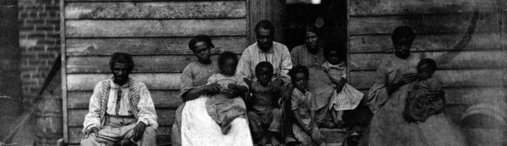 Photograph of slaves out front of Dr. William Gaines' house